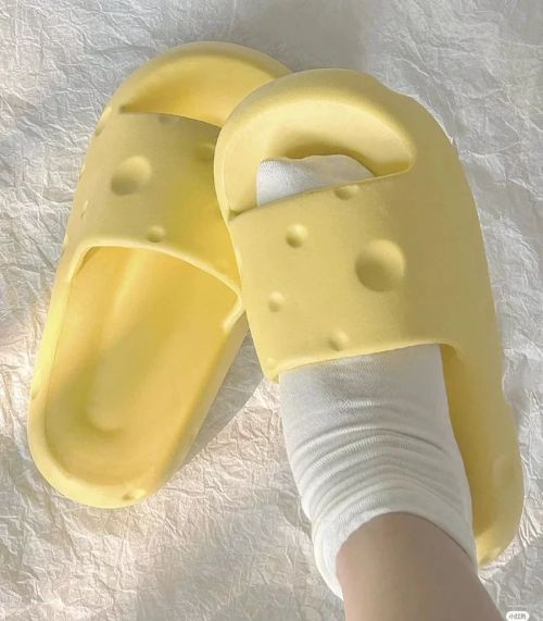 yellow cheese slippers